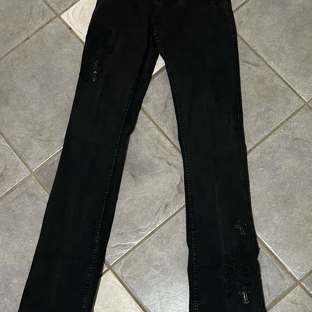 Cowgirl Tuff Jeans (Black Embroidered with cross)